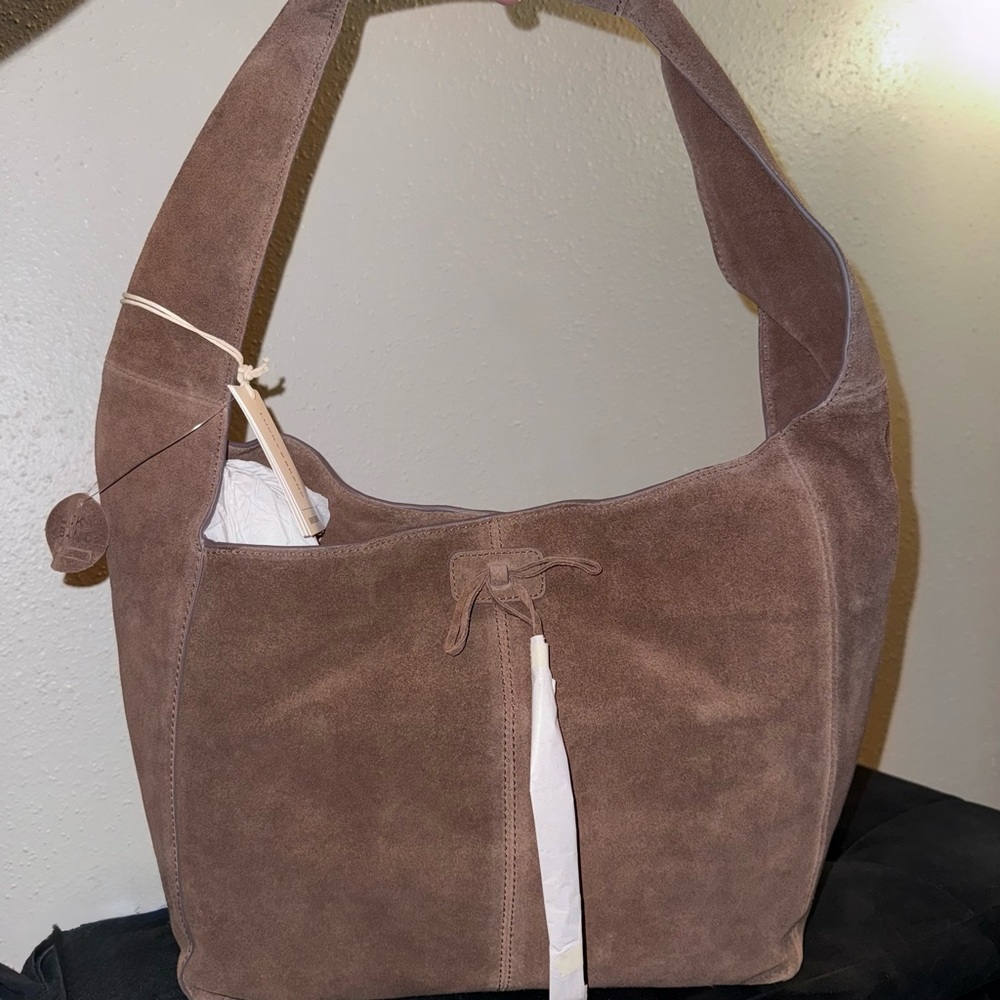 Lucky Brand large dark brown suede hobo bag